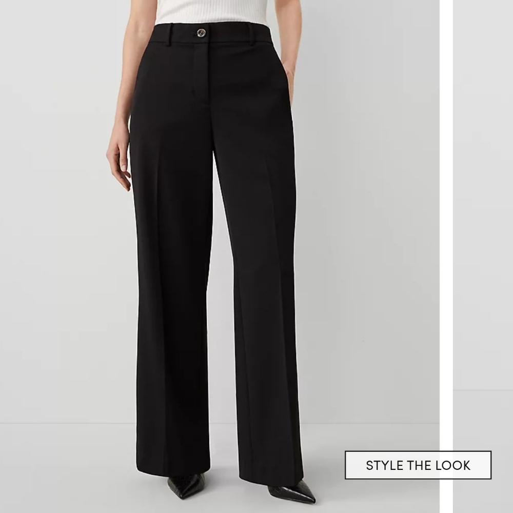The Perfect Black Wide-Leg Pant - Curvy FitSTYLE THE LOOK Ann Taylor Size 4